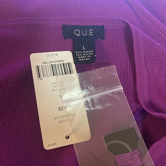 Q.U.E. Purple Rayon Blend Shirt Top with Silvertone Hardware Size Large NWT - Picture 6 of 9